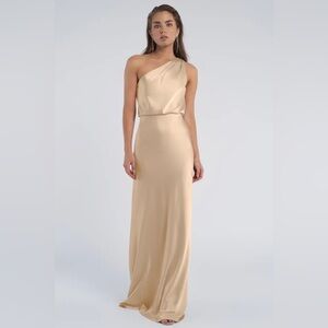 Jenny Yoo Sterling Bridesmaid Dress - Pale Gold Luxe Satin